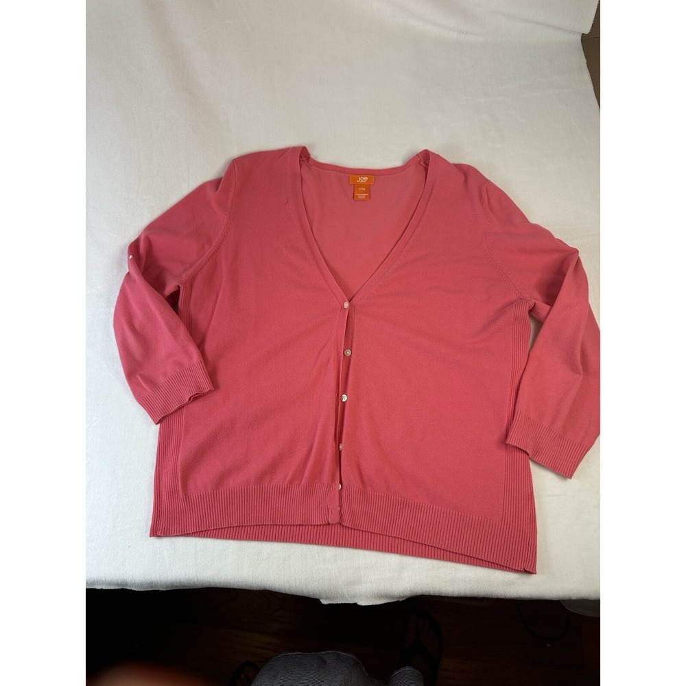 Joe Fresh Button Up Sweater Womens Ex Large Coral Orange Cardigan Cotton Blend